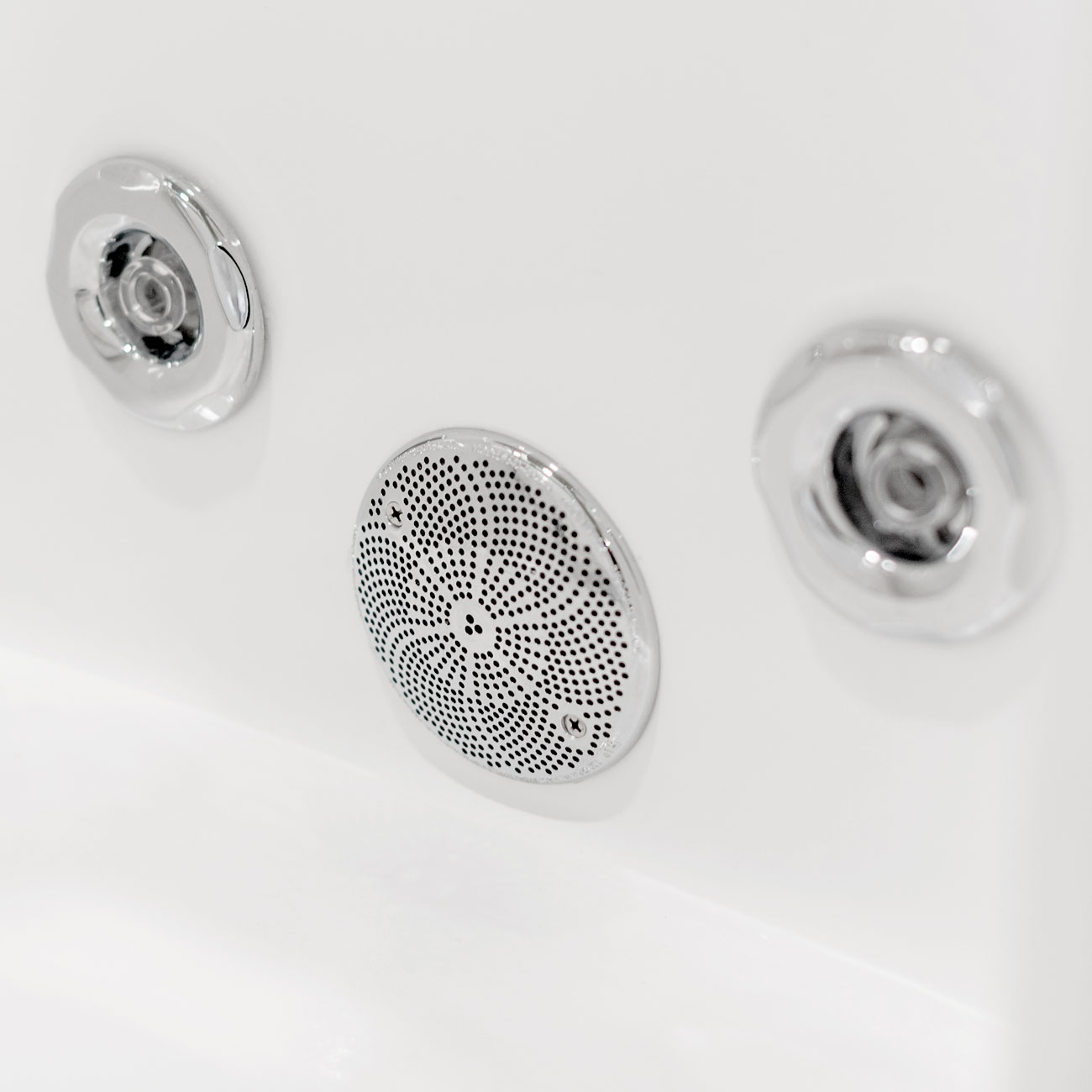 Deluxe chrome-finished jets installed in tub