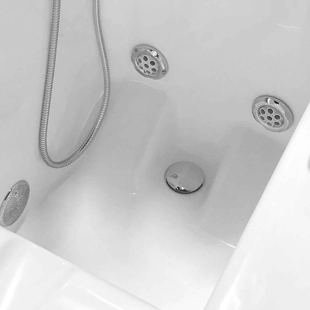 Photos of walk-in-tub's drain system