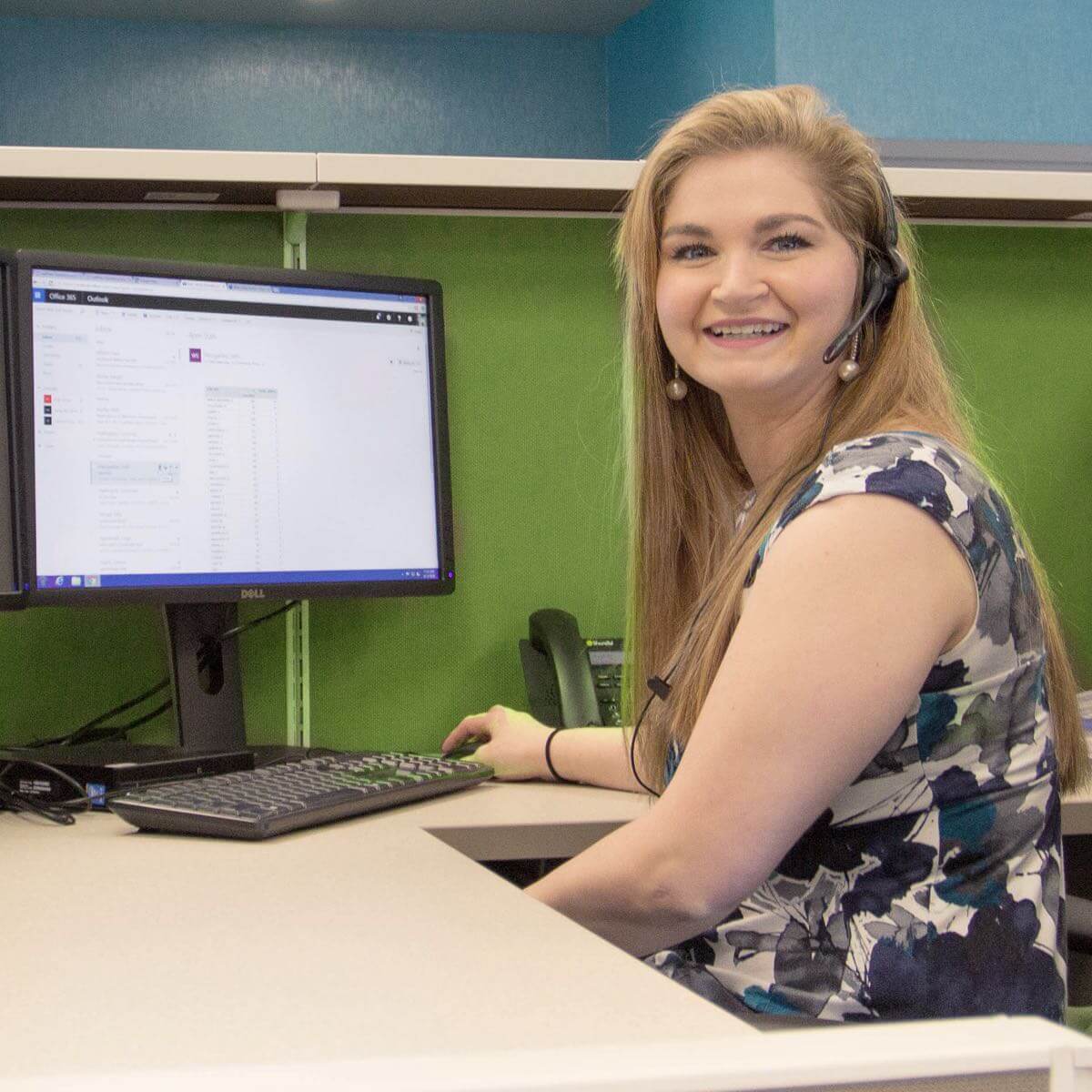 LHSS call center representative with headset